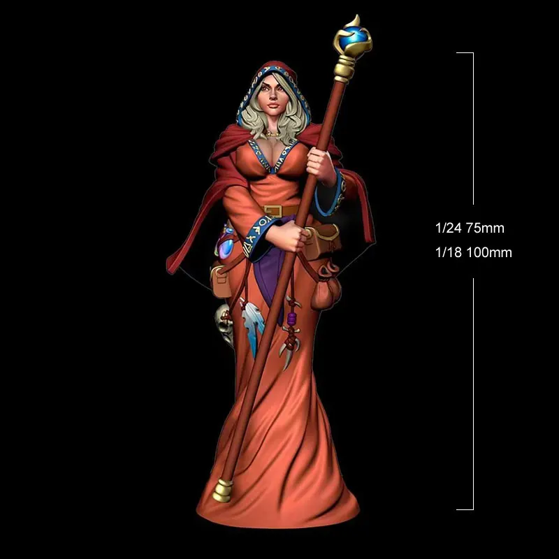 

1/24 1/18 Resin Model Female Witch Figurine Unpainted Painted RW-516