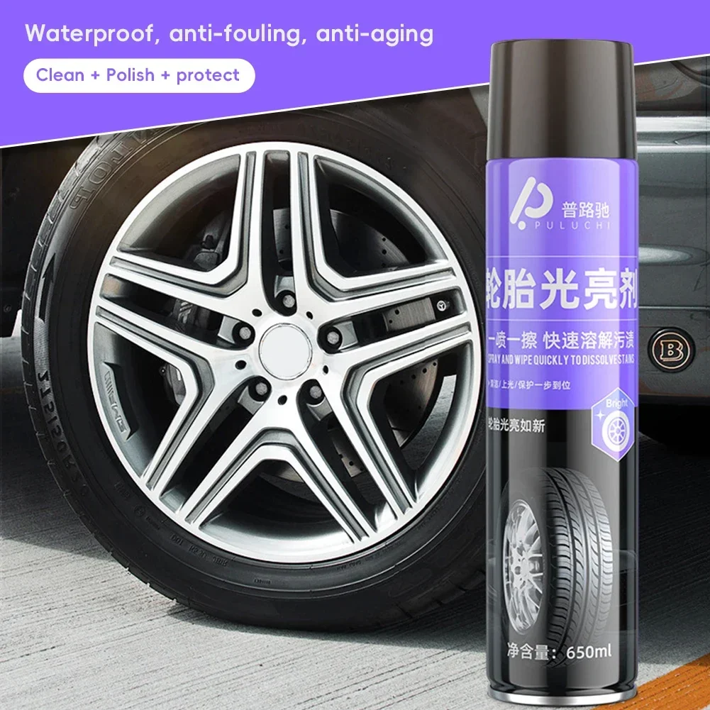 

650ML Car Tire Shine Coating Tyre Gloss Plastic Rubber Wheel Restorer Agent Spray Polishing Brightener Auto Car Detailing