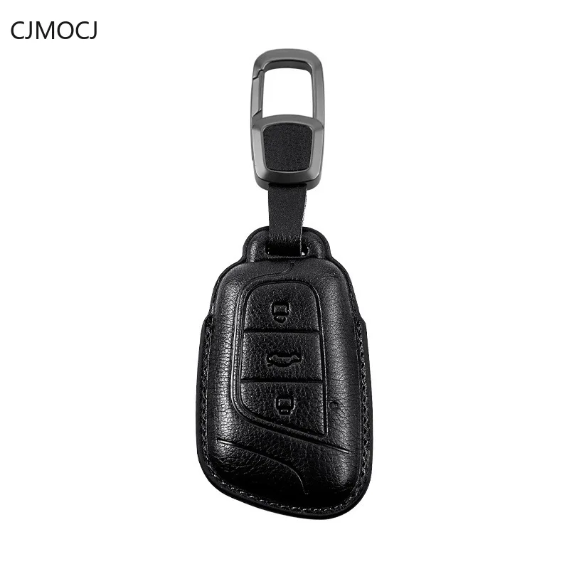 For 2023 Chery Little Ant EQ1 Tiggo 3X 5X GX Arrizo 5 Pro Key Case Cover, Genuine Leather Car Key Fob Shell, Chery Accessories