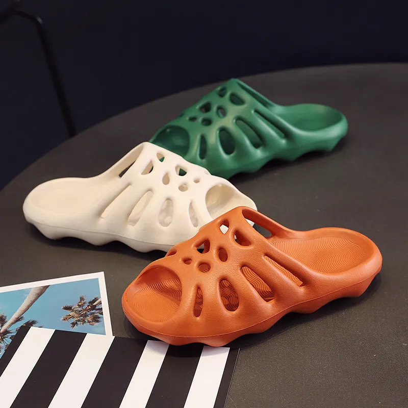 2023 New Wear Thick Sole Slippers Men and Women Summer Fashion Beach Shoes Leisure Spider Web Cool Drag Cool Slippers Female