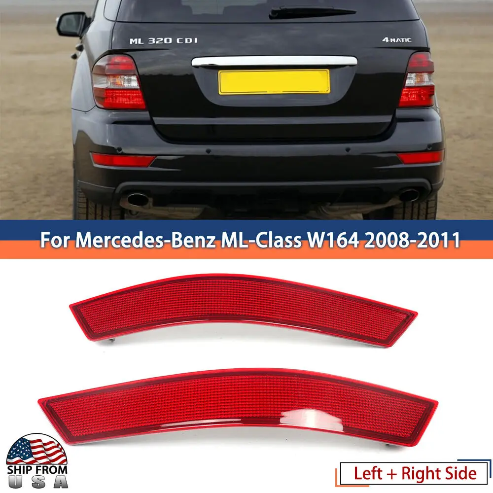 LH+RH Rear Bumper Reflector Light For Mercedes-Benz W164 ML350 ML550 2008-2011