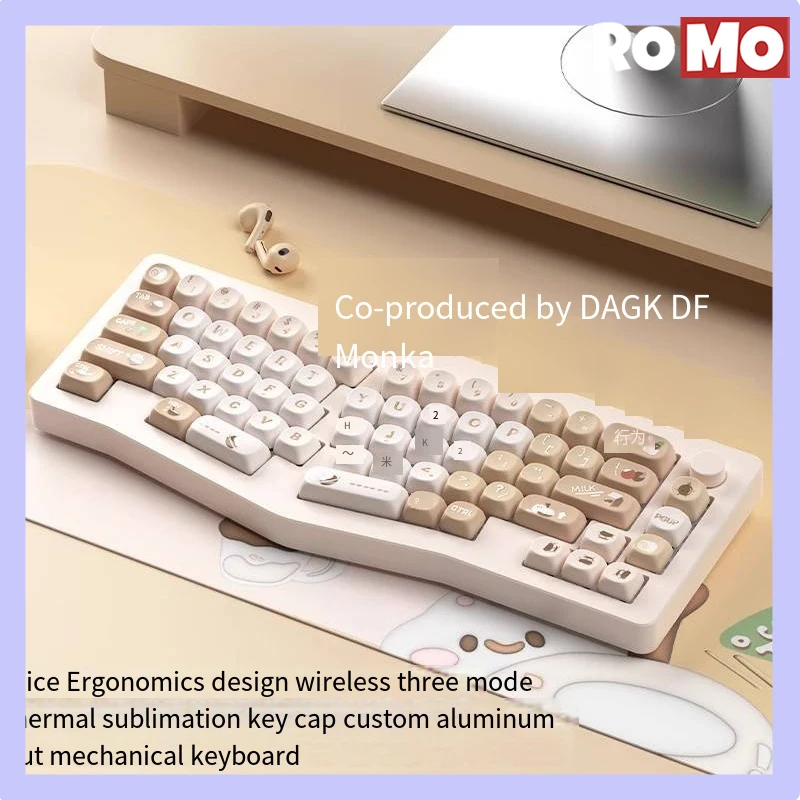 

Monka Alice 68keys Mechanical Keyboard Kit Office Bluetooth 4000mah Ergonomic Aluminium Three Modes Hotswap Gaming Keyboard