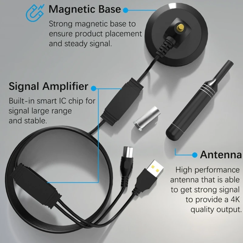 Lightweight TV Antenna with Magnetic Base HighGain Enhances Reception Quality Suitable for Freeviews & DABsBroadcasting K1KF