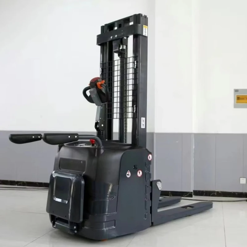 Forklift 1T 2T Full Electric Portable Self Loading Stacker Adjustable Fork
