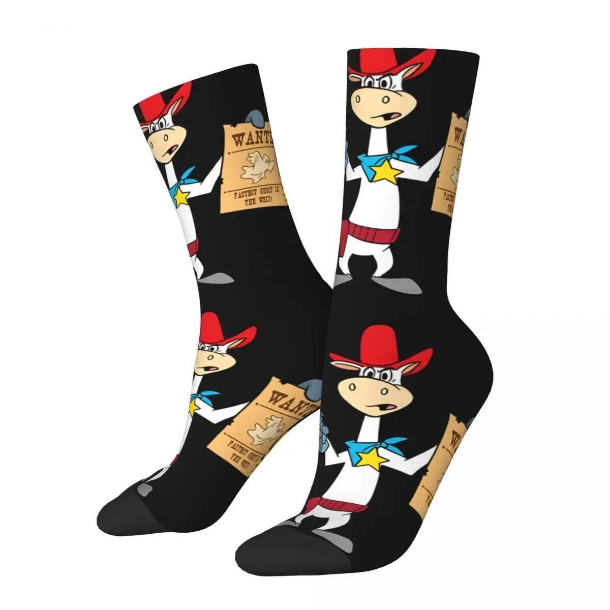 Crazy compression Wanted Sock for Men Harajuku Q-Quick Draw McGraw Show Quality Pattern Crew Sock Novelty