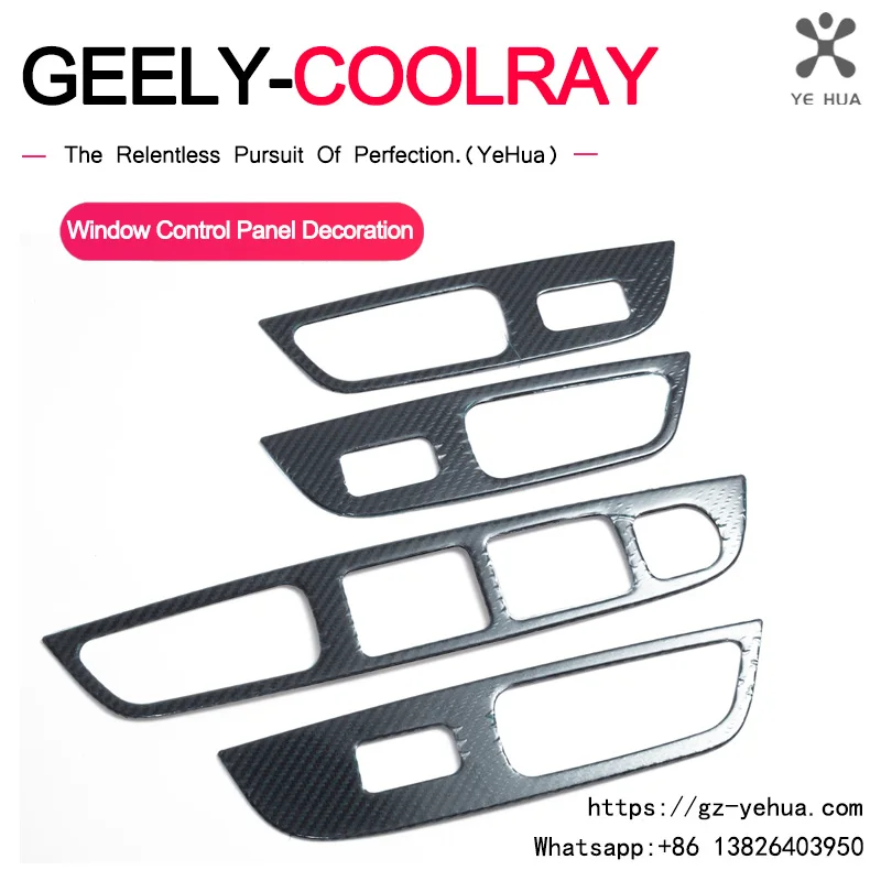 Für Geely Coolray 2018-2021 BinYue Auto Fahrerseite Fenster Bedienfeld Rahmen Stick-on Abdeckung Carbon Look dekoration Teil