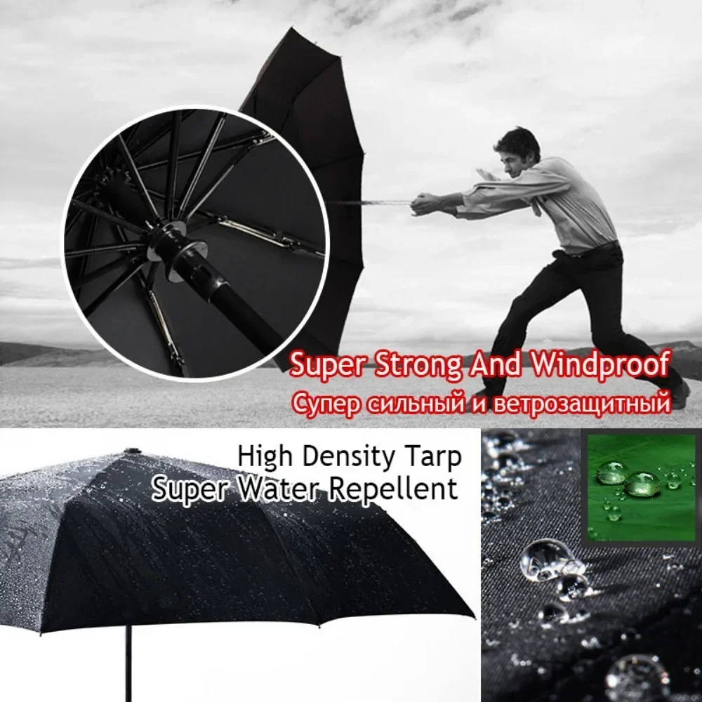 Genuine Parachase Folding Umbrella Brand Business Men Automatic Umbrella Rain Windproof Curved Handle Prasols for Adult