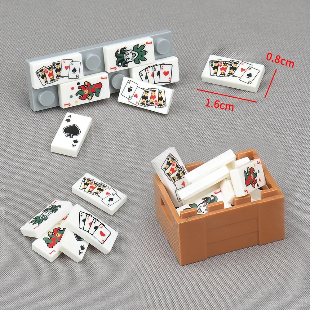 MOC 10PCS Poker Clown 3069 1x2 Cards Printed Pattern Building Blocks Plum Blossom Ghost Bricks Particle Educational Toys Gifts