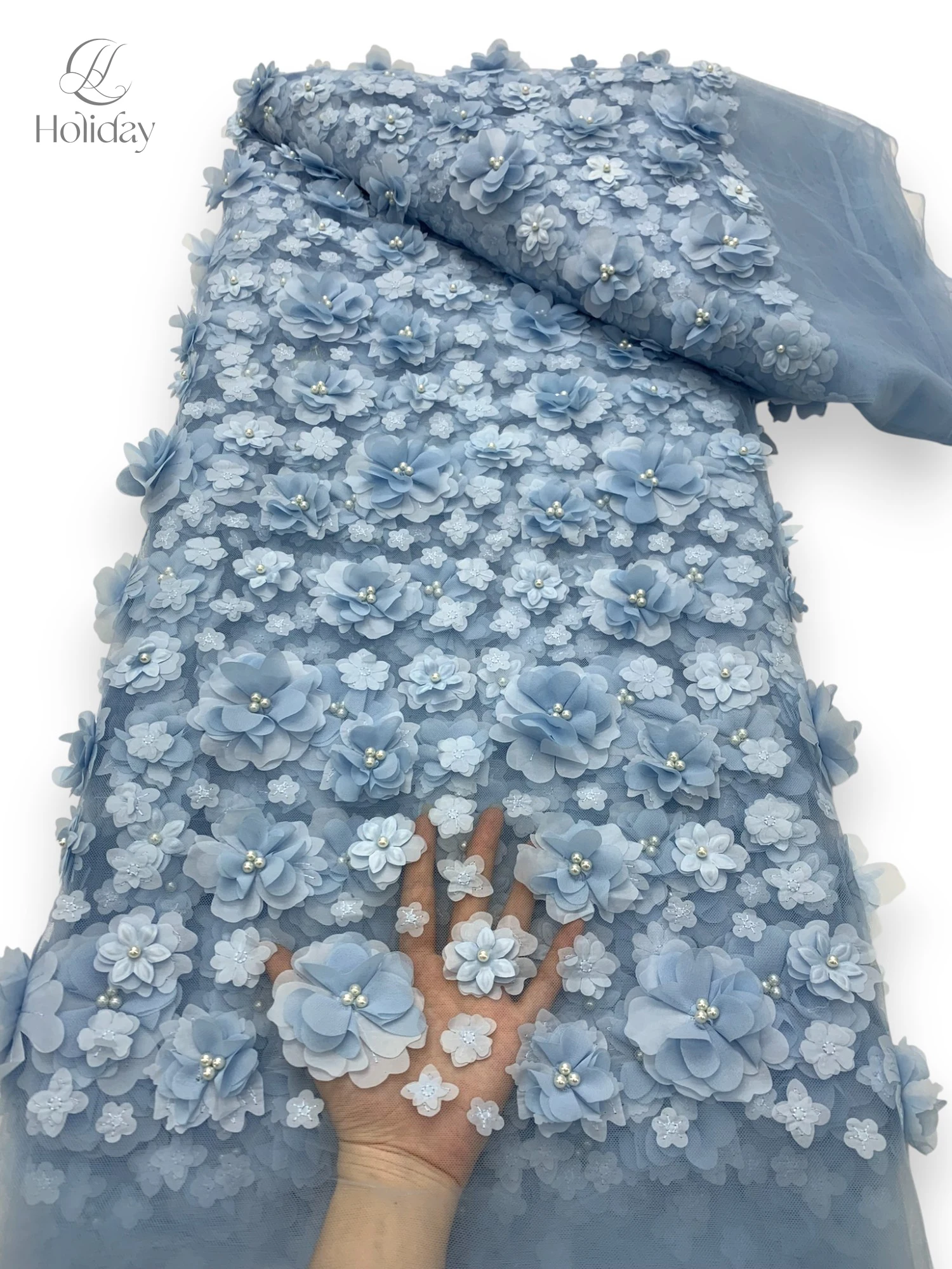 Wedding Dress, 3D Flower Embroidered Lace, African Sequins, Beaded Lace, French, High Quality