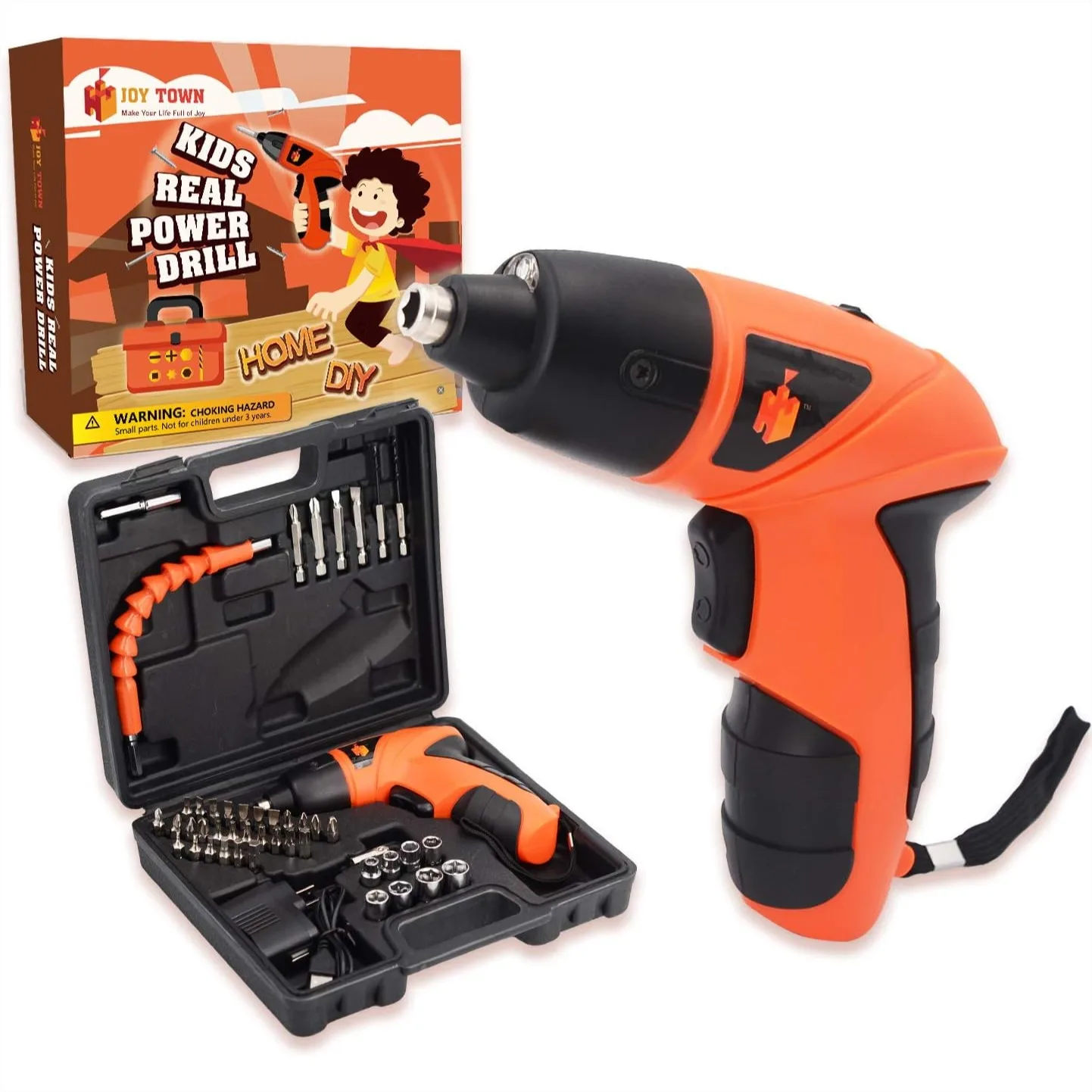 

Kids Real Power Drill Set - Cordless Tool Kit for Children with 42 Accessories, Rechargeable, Carrying Case, Learning DIY Toy