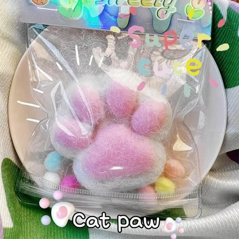 New Fidget Toy Mini Squishy Toys Kawaii Plush Cat Paw Transparent Cube Stress Relief Squeeze Toy For The Guests At The Party