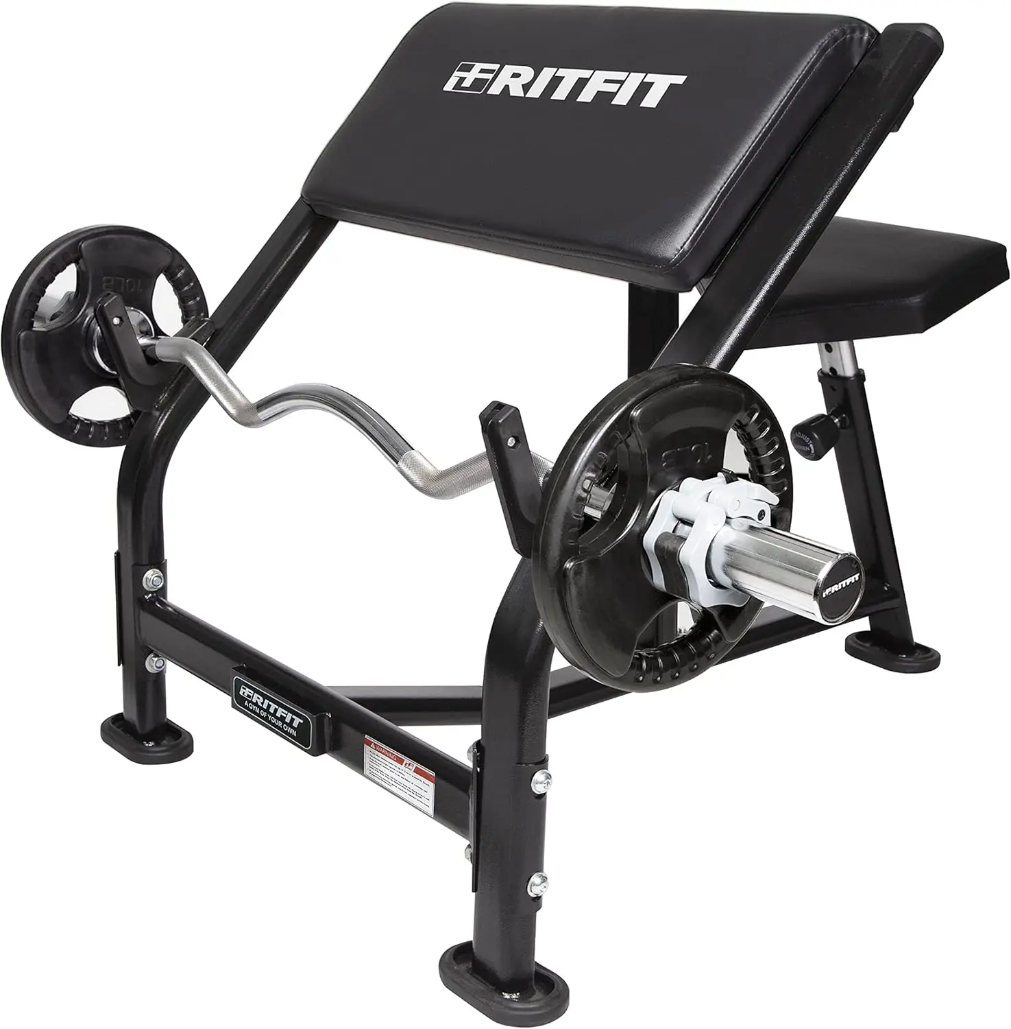 

RitFit Preacher Curl Bench Adjustable for Arm Curling Training, Isolated Barbell Dumbbell Bicep Curl Machine for Light