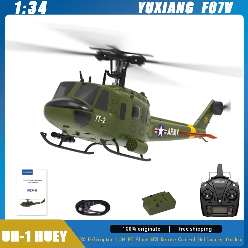 YUXIANG F07V UH-1 HUEY RC Helicopter 1:34 RC Plane 6CH Remote Control Helicopter Outdoor Brushless Motor Adults Toy Gifts