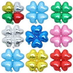 10pcs 18inch 4Petals Flower Aluminum Foil Balloons Arch Four Leaf Clover Baloes Building Column Arch for Wedding Decor Globos