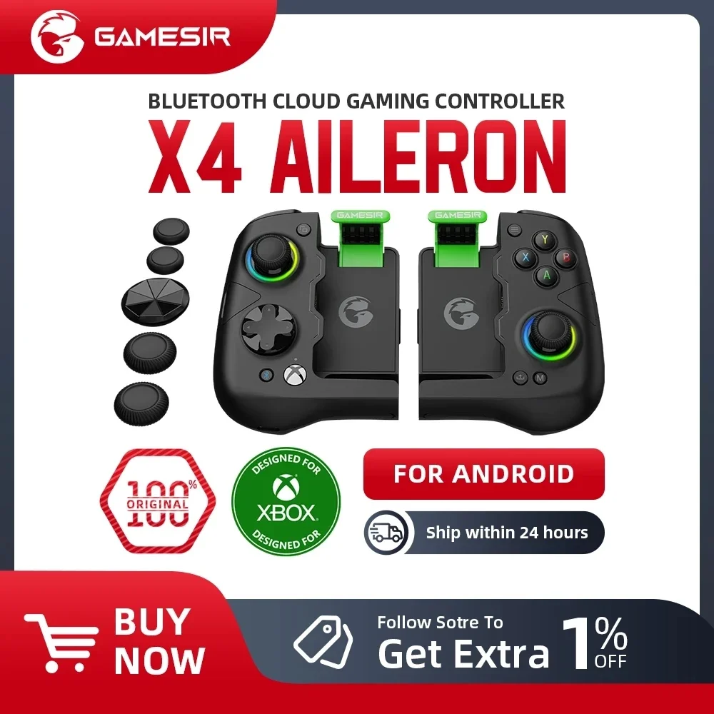 Original GameSir X4 Aileron Bluetooth Mobile Phone Gamepad Xbox Authorization Gaming Controller with Hall Effect, Portablejoycon