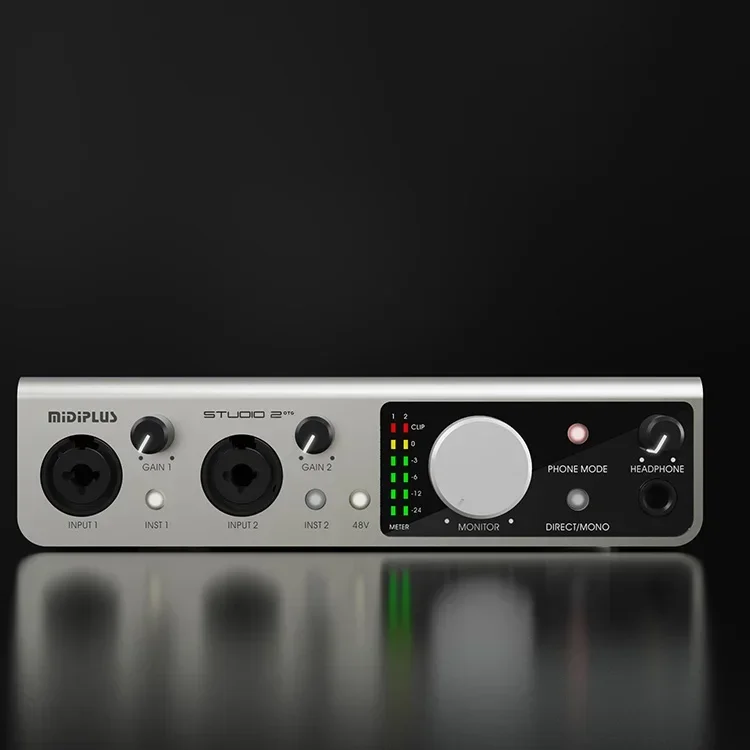 Midiplus Studio 2 OTG External Audio Interface 2In2Out Computer USB PC Sound Card Recording Live Dubbing Audio Interface