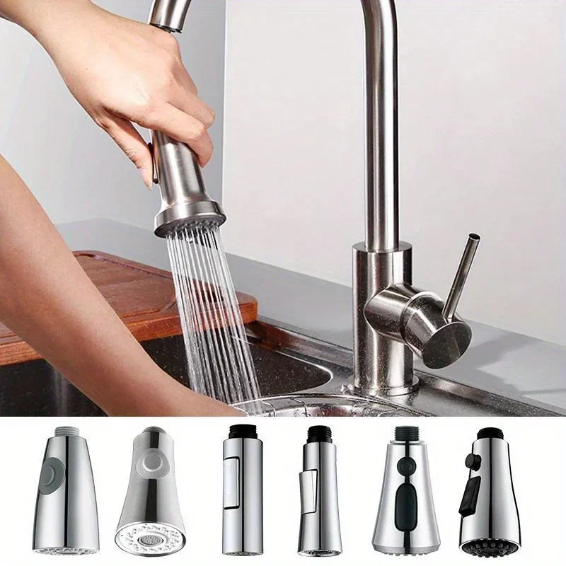 Water Saving Bathroom Sink Faucet Nozzle Plated Pull Out Spray Head Replacement for Basin Mixer Tap Shower