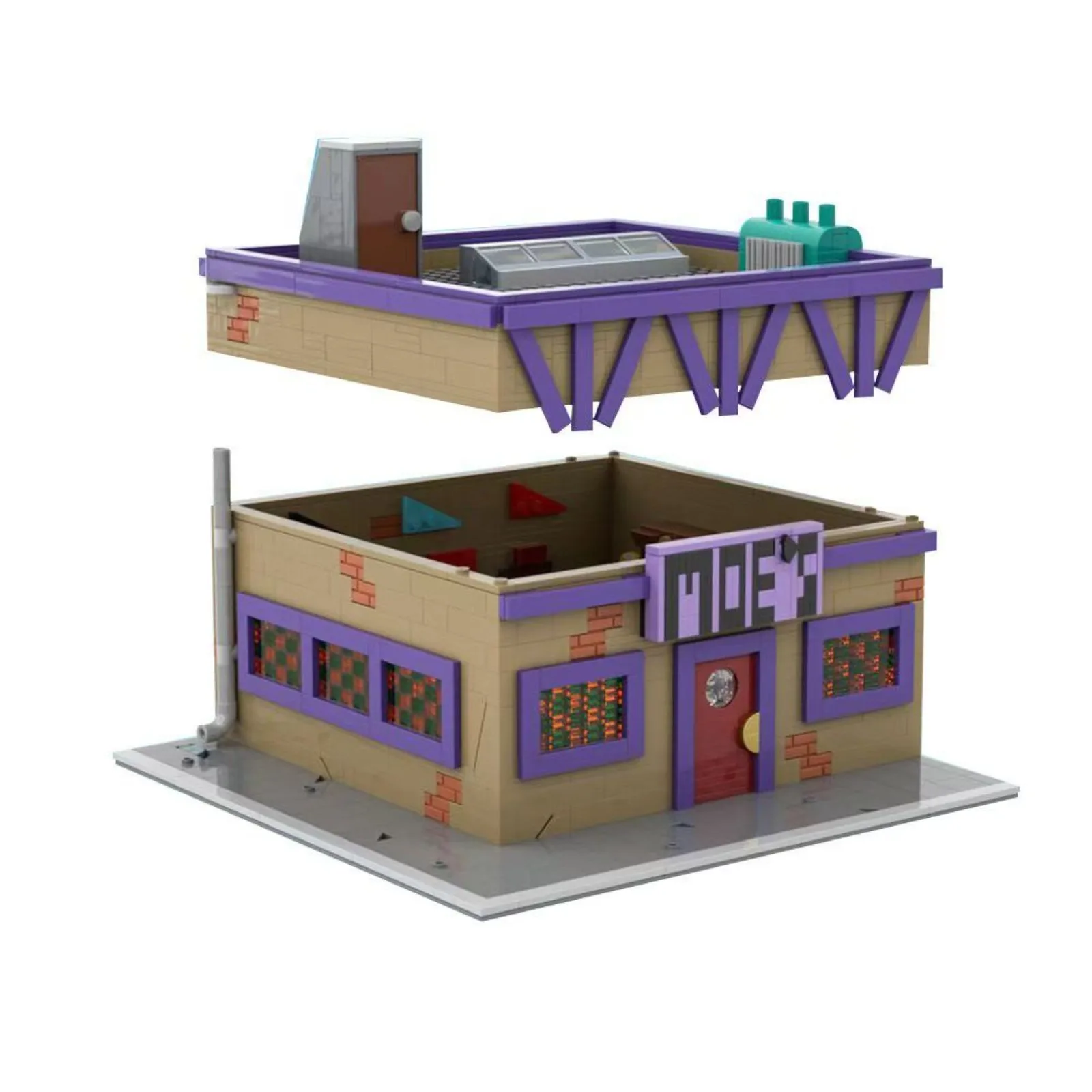 Simpsoned Moeed Tavern Building Bricks Kit House Blocks Christmas Gifts for  Toys Boysand Girls(1736 Pcs)