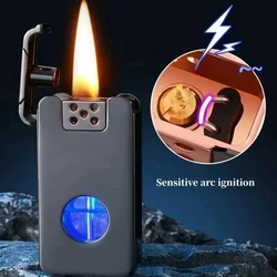 New Metal Kerosene Lighter Smoking Cigarette Lighters Voice Controlled Induction Arc Ignition Torch Windproof LED Light Men Gift