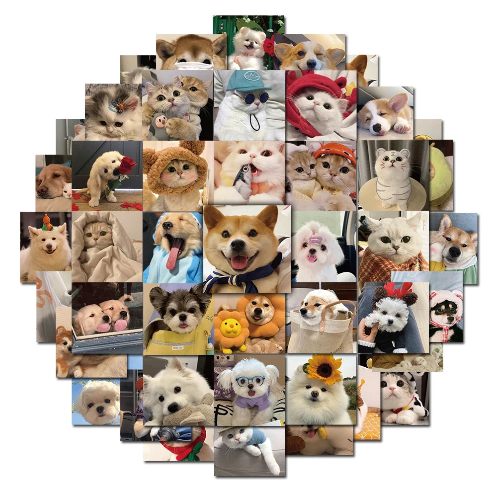 

10/30/53pcs Cute Animal Cats Dogs Graffiti Stickers Kawaii Pet MEME Decals Suitcase Guitar Phone Car DIY Decoration Sticker Pack