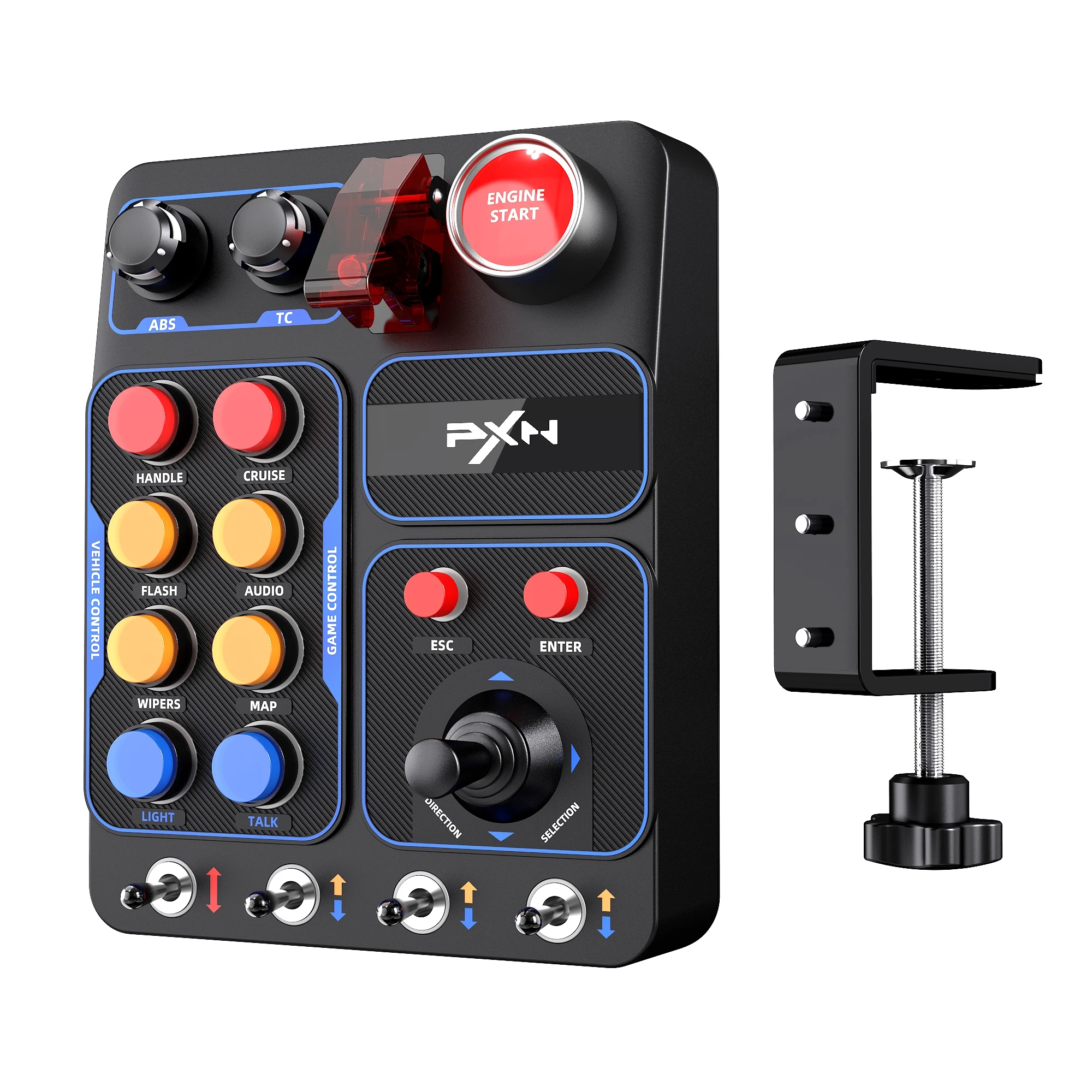 Boîte de boutons PXN CB1 pour PC, console latérale 19 boutons RGB pour simulateur de course, camion, vol, ferme, volant, joystick PC