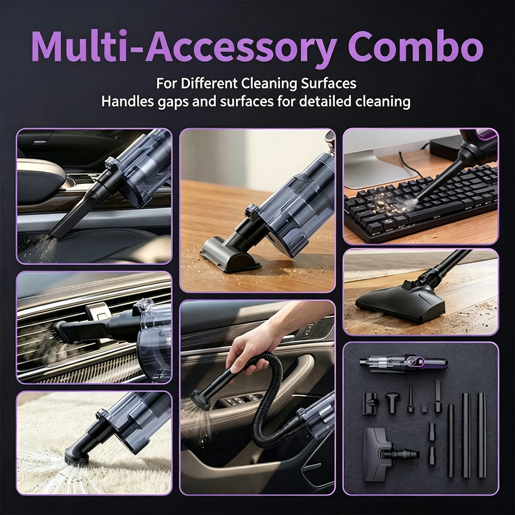 High-Power Wireless Car Vacuum Cleaner Portable Mini Handheld with One-Button Dust Dump Large Suction for Auto Interior Cleaning