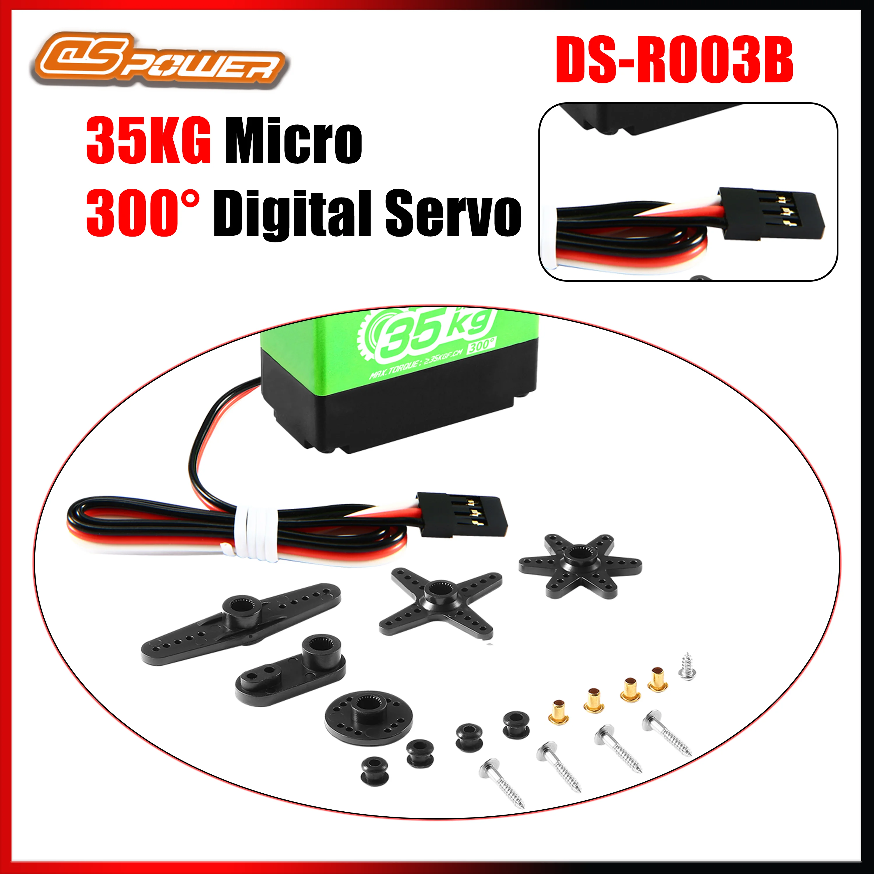 

DSpower 35KG 300 Degrees Metal Gear Digital Standard Servo High Performance for 1/8 1/10 RC Car Drone Plane Boat Robot Toy Parts