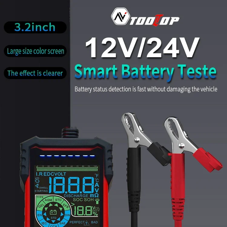 TOOLTOP ET2202 ET2201 Autobatterietester Batterielast 12V 24V Batteriespannung Interne Widerstandserkennung Batterieanalysator – Detail 1