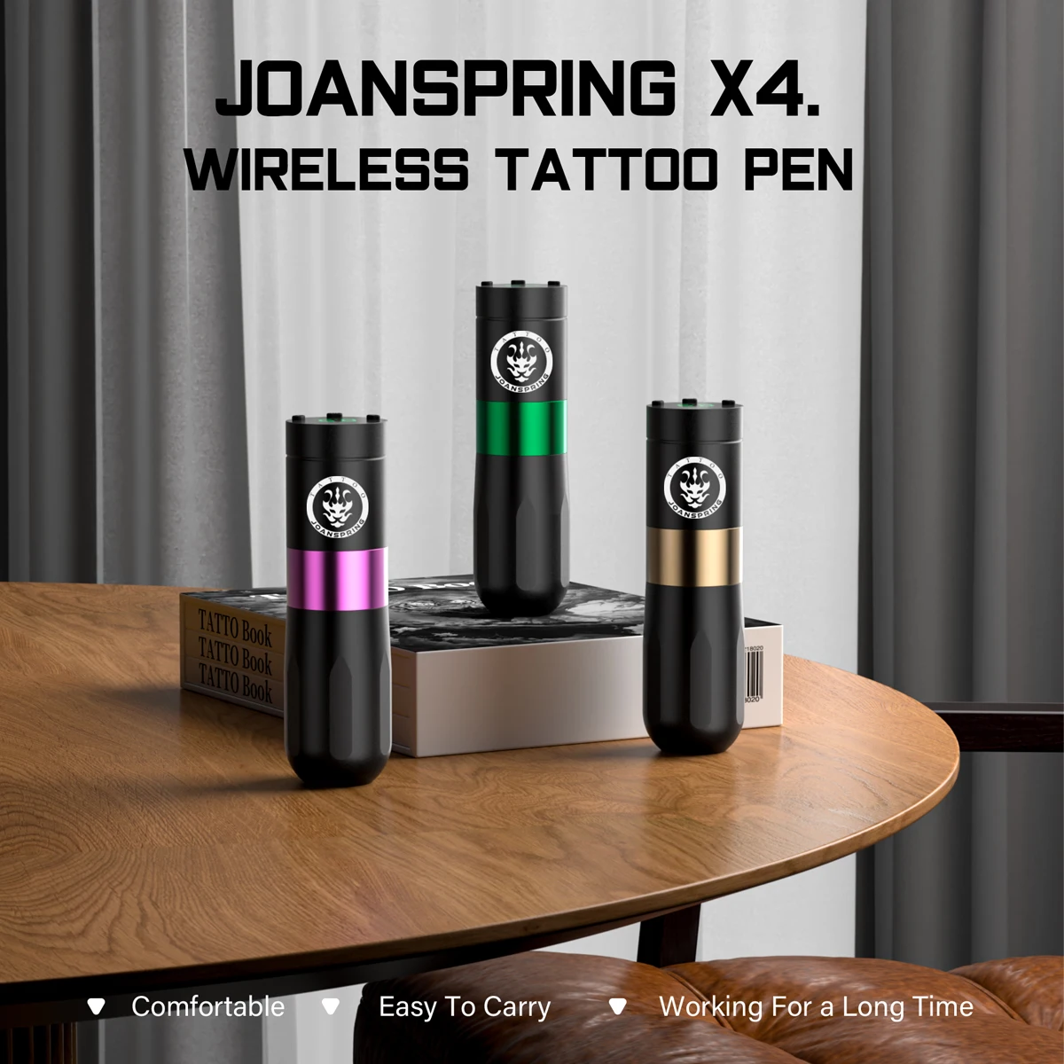 JOANSPRING X4 Wireless Tattoo Machine Pen LED Digital Display 1500mAh Battery Power Tattoo Cartridge Machine for Tattoo Artists