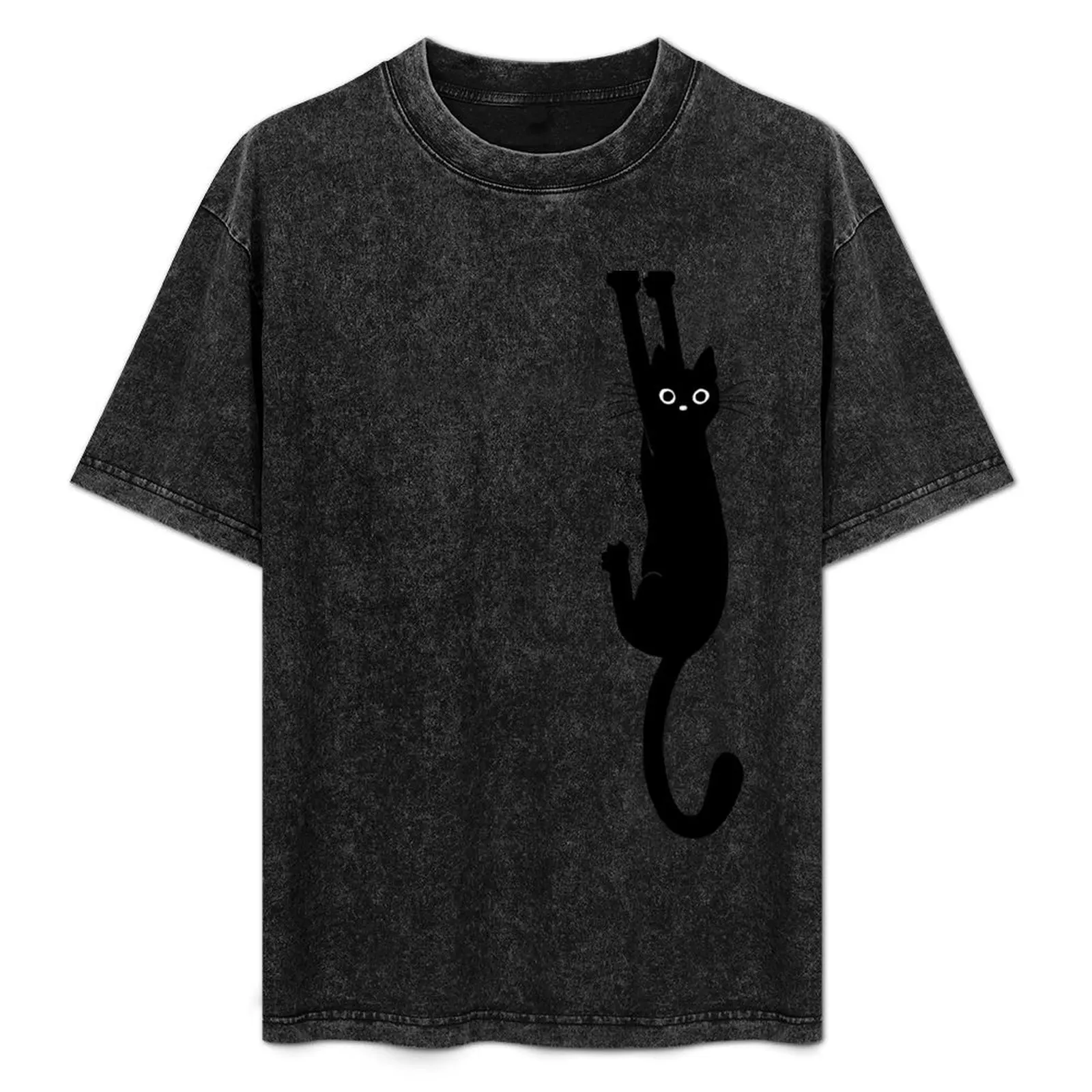 

Black Cat Holding On T-Shirt korean fashion sublime man t shirt plain t shirts men