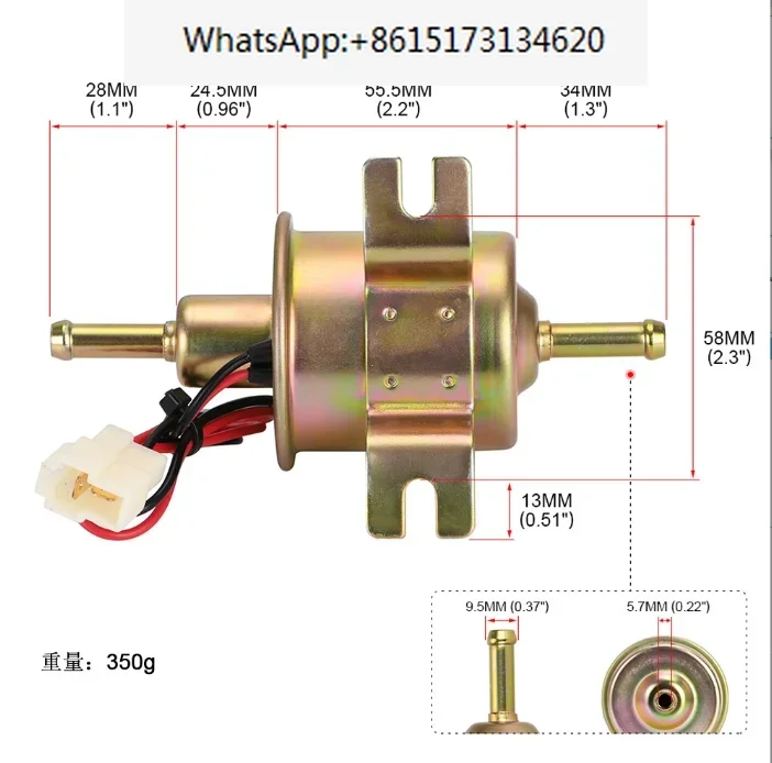 12V Electric Fuel Pump Petrol 6 Volt Universal Gas Inline Low Pressure Electric Fuel Pump HEP-02A