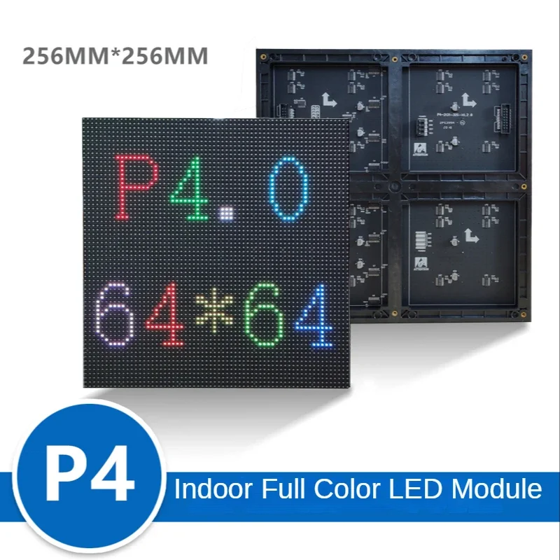 Indoor P4 RGB LED Screen Panel Module 64*64 Pixels 1/32 Scan 3in1 SMD Full Color 256*256mm P4 LED Display Panel Module