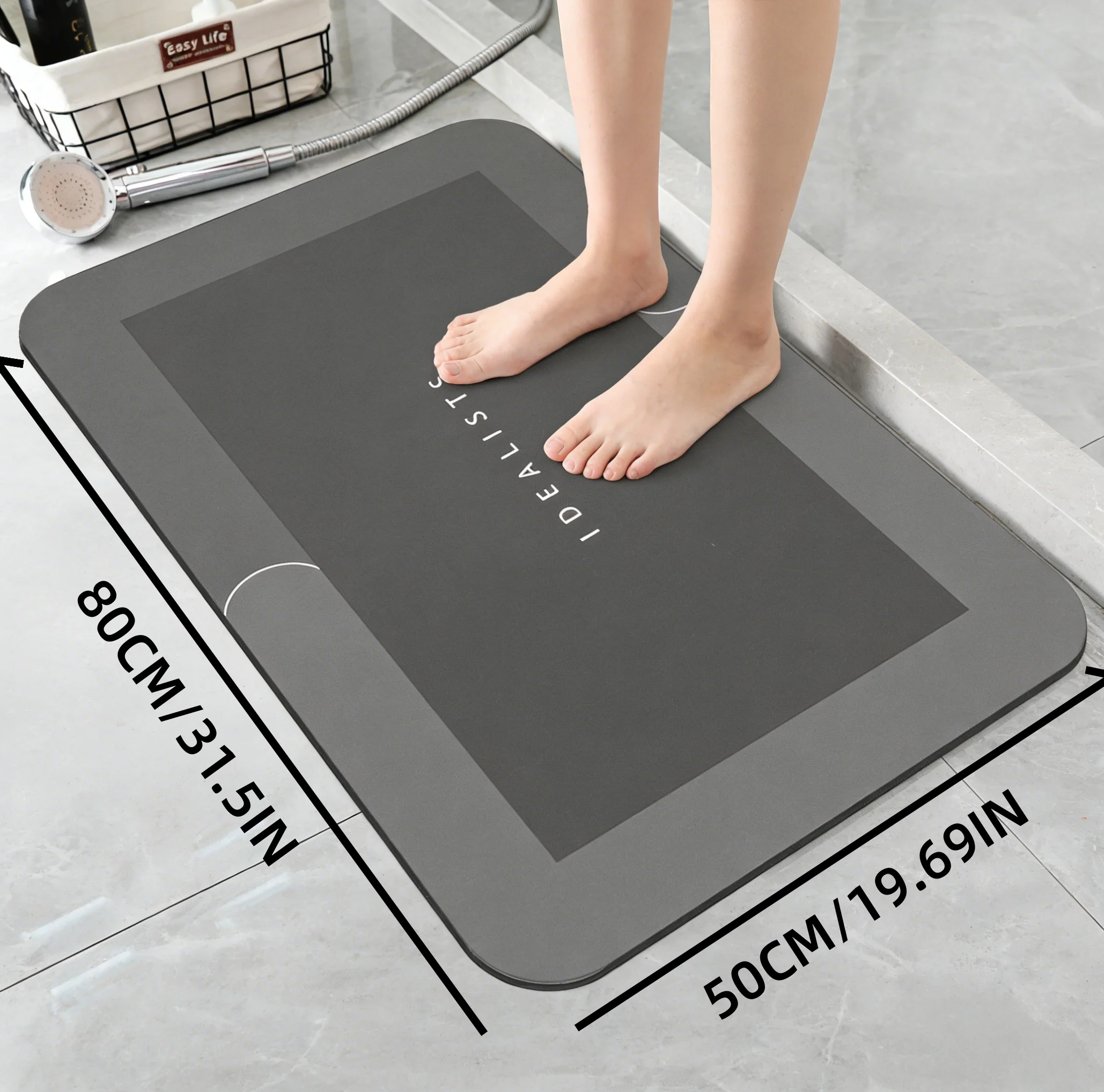 Kieselgur-Badematte Superabsorbierend Schnelltrocknend Rutschfest Weiche Bodenmatte für Badezimmer Dusche Küche Schlafzimmer Wäscherei Wohnmobil