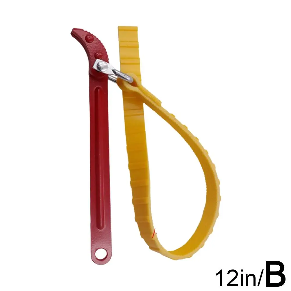 8/12 Inch Adjustable Oil Filter Puller Belt Wrench Car Filter Automobile Steel Fuel Tool Strap Chain Handle Repair Spanne O D4f1