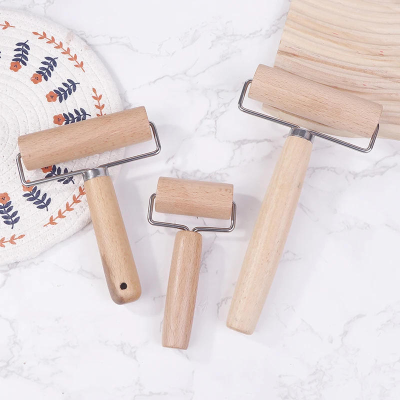 1Pc Small Rolling Pin T Shape Wooden Dough Manual Roller Durable Pizza Baker Roller Kitchen Baking Crush Nuts Crackers Utensils