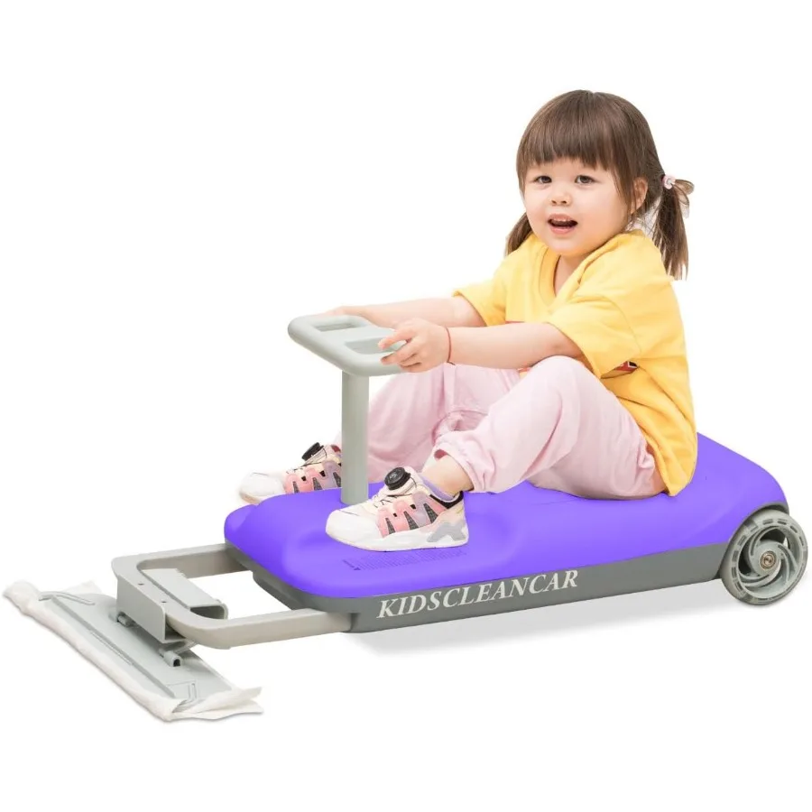 12V 乗用玩具車、掃除も楽しくなる、3 in 1 ゴーカート、ソフトスタート、5段階速度調整、取り外し可能なモップ、充電式バッテリー、160ポンド対応