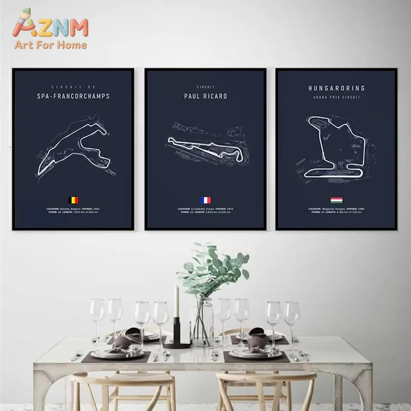 Race Track Wall Art Prints Canvas Posters Circuit Decorative Paintings for Home Decor Art and Crafts Sports Hobbies