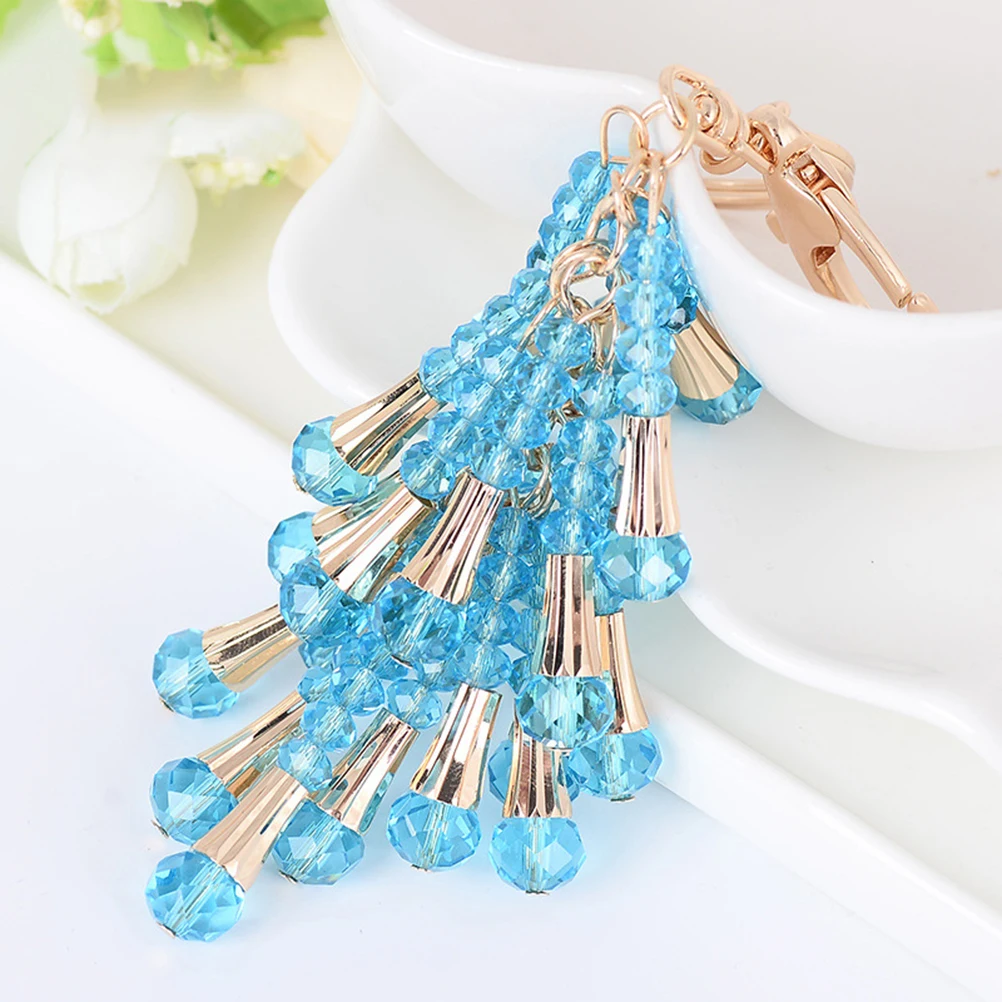

1pc Crystal Bead Tassels Rhinestone Pendant For Car Bag Phone Decoration Tassels Keychain Car Keychain Rhinestone Key Ring