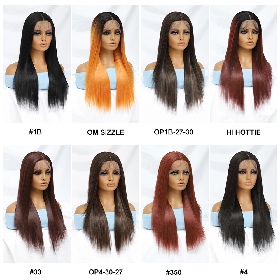 T-Part Synthetic Lace Front Wigs Long Straight Highlight 13X4X1 Female Lace Wig Ombre Blonde Heat Resistant Wig with Baby Hair