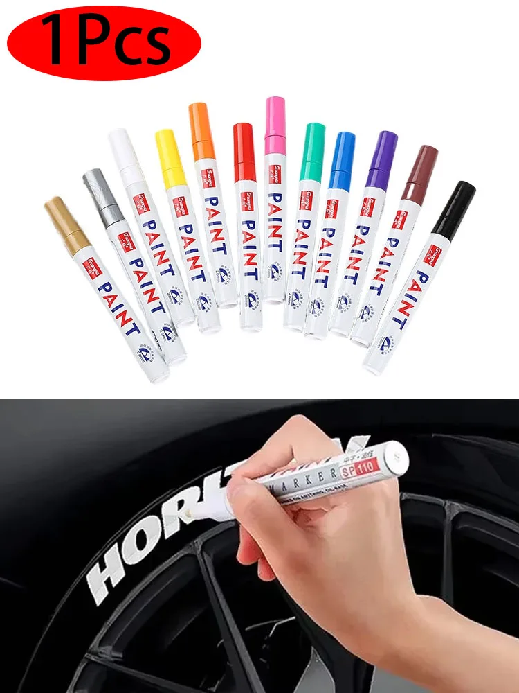 Stylo de peinture de voiture étanche, stylo de peinture huileuse pour pneus de roue de voiture, bande de roulement de pneu en caoutchouc, marqueur de peinture Permanent en métal CD