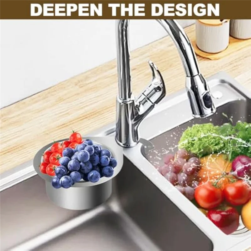 

ABFU-Stainless Steel Drain Basket For Kitchen Sink Model Multifunctional Sink Drain Basket Easy To Filter Kitchen Waste