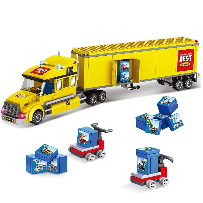 

Modern City Delivery Truck Building Blocks Big Urban Freight Storage Car Model Cargo Freight Truck Bricks Kids Toy Birthday Gift