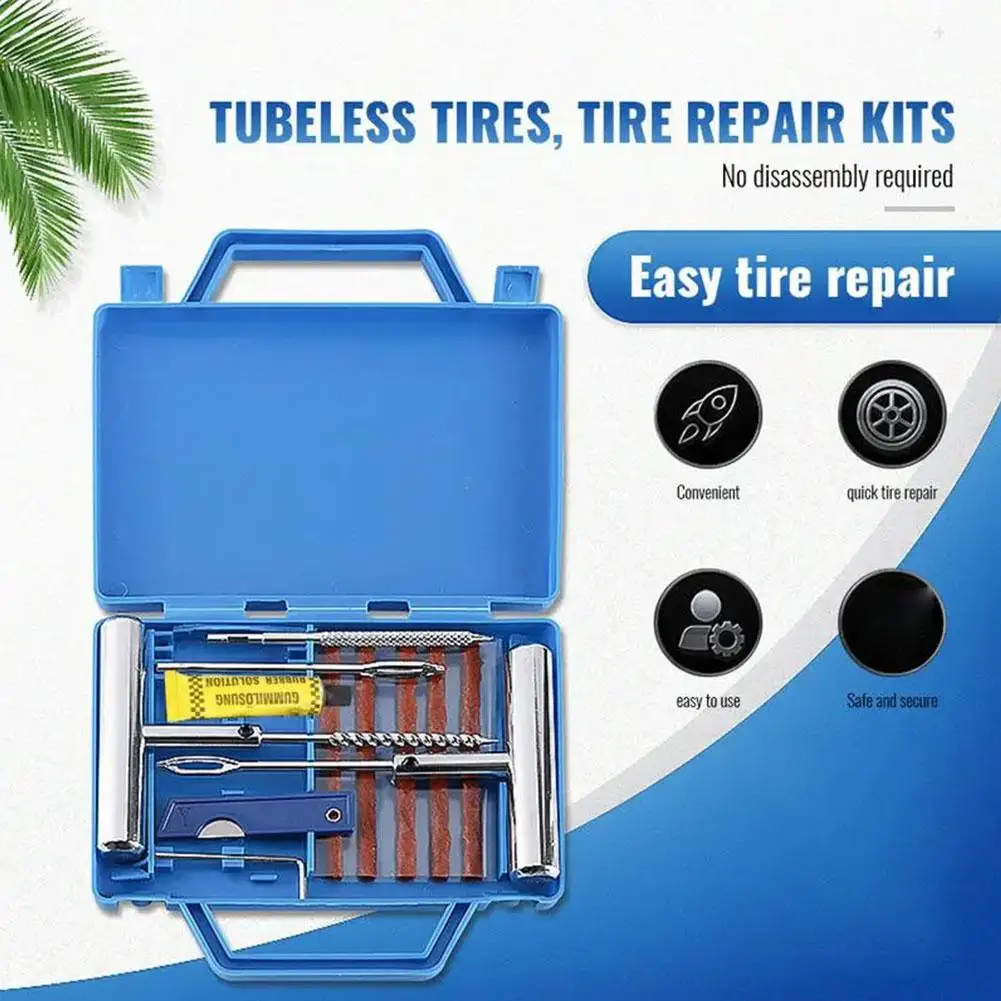 Car Tire Repair Kit With Box Tire Puncture Emergency Easy Bicycle Repairing Tyre To Tools Use Car Tool Motorcycle Repair Se Q6n5