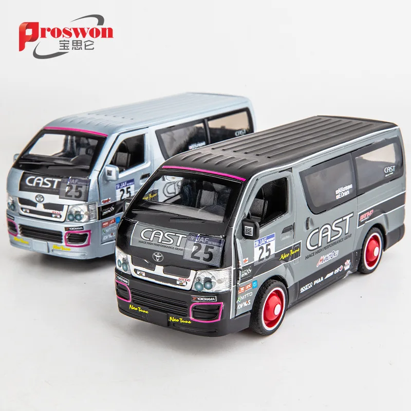 1:32 Toyota HIACE Van car High Simulation Diecast Metal Alloy Model car Sound Light Pull Back Collection Kids Toy Gifts