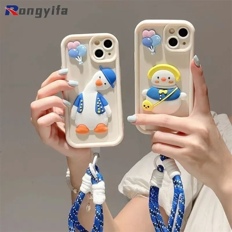 

For Huawei Pura 70 Pro Ultra Nova 12 Pro Ultra 12i 11 SE Y61 Y90 Y71 Y70 Plus Honor 200 Smart X7C Y9A Phone Case Cute Duck Cover