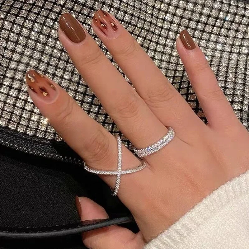 

Lovers Cross Promise Ring 925 Sterling Silver Pave Diamond cz Engagement Wedding Band Rings For Women Jewelry