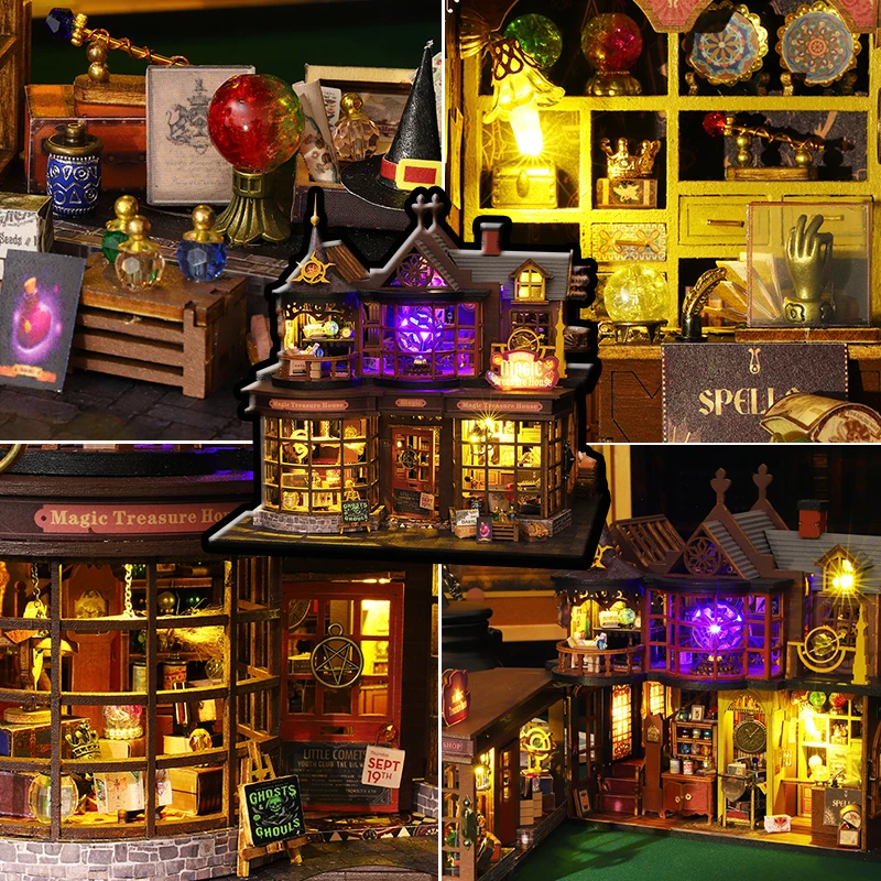 Wooden Dollhouse 3D Puzzle Small House Kit Assembly Model Building Room Bedroom Decoration With Furniture LED Lights Xmas Gifts