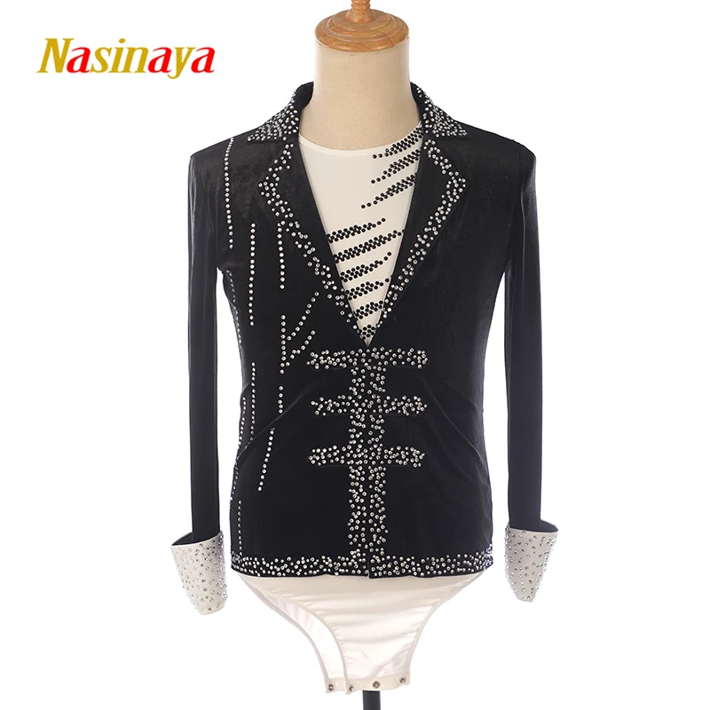 Nasinaya Men's Children's Adult Figure Skating Performance Costume Competition Level Test Full-body Suit Mock Two-Piece