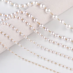 5 Yards/lot Metal Beaded Chain Imitation Pearl Chain Copper Link Chains For DIY Jewelry Making Necklace Bracelet Accessories