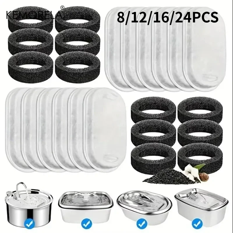 8/12/16/24pcs Cat Water Fountain Filters for108Oz/3.2L Adjustable Water Flow Pet Healthy Water Fountain Cat Fountain Accessories